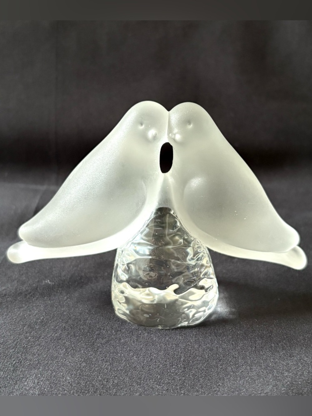 VTG Reijmyre Sweden Frosted Crystal Glass Love Birds Doves Figurine Paperweight
